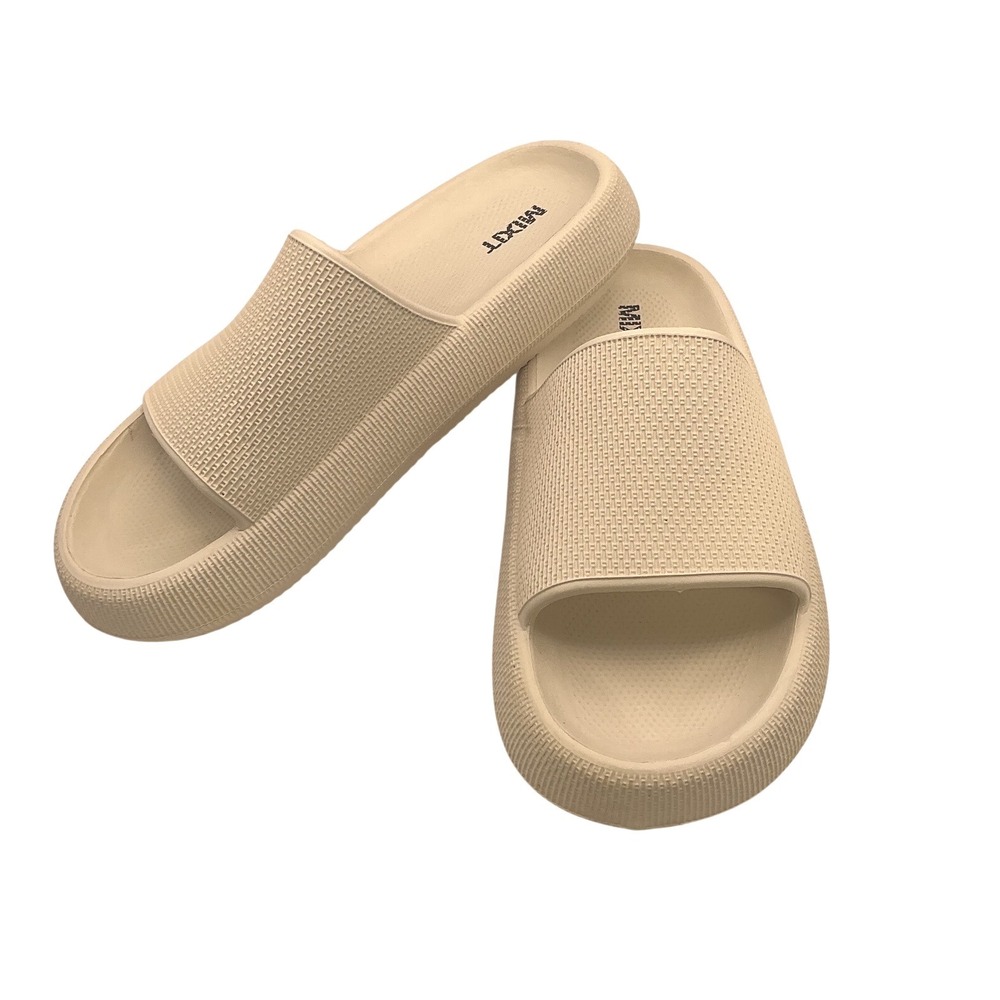 Mixit Womens Beige Platform Pillow Cloud‎ Slides Sandals Size 39 8-8.5